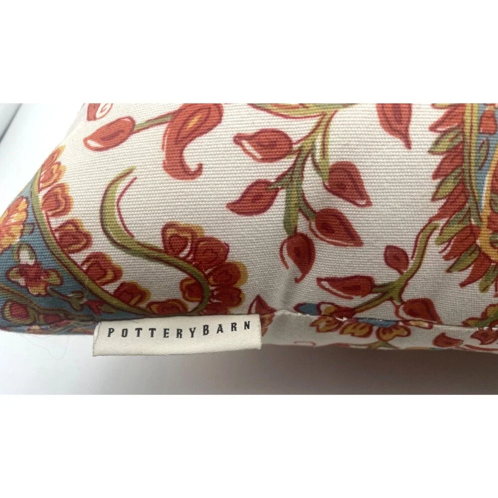 NEW Pottery Barn Orange Paisley Indoor Outdoor Accent Pillow 18